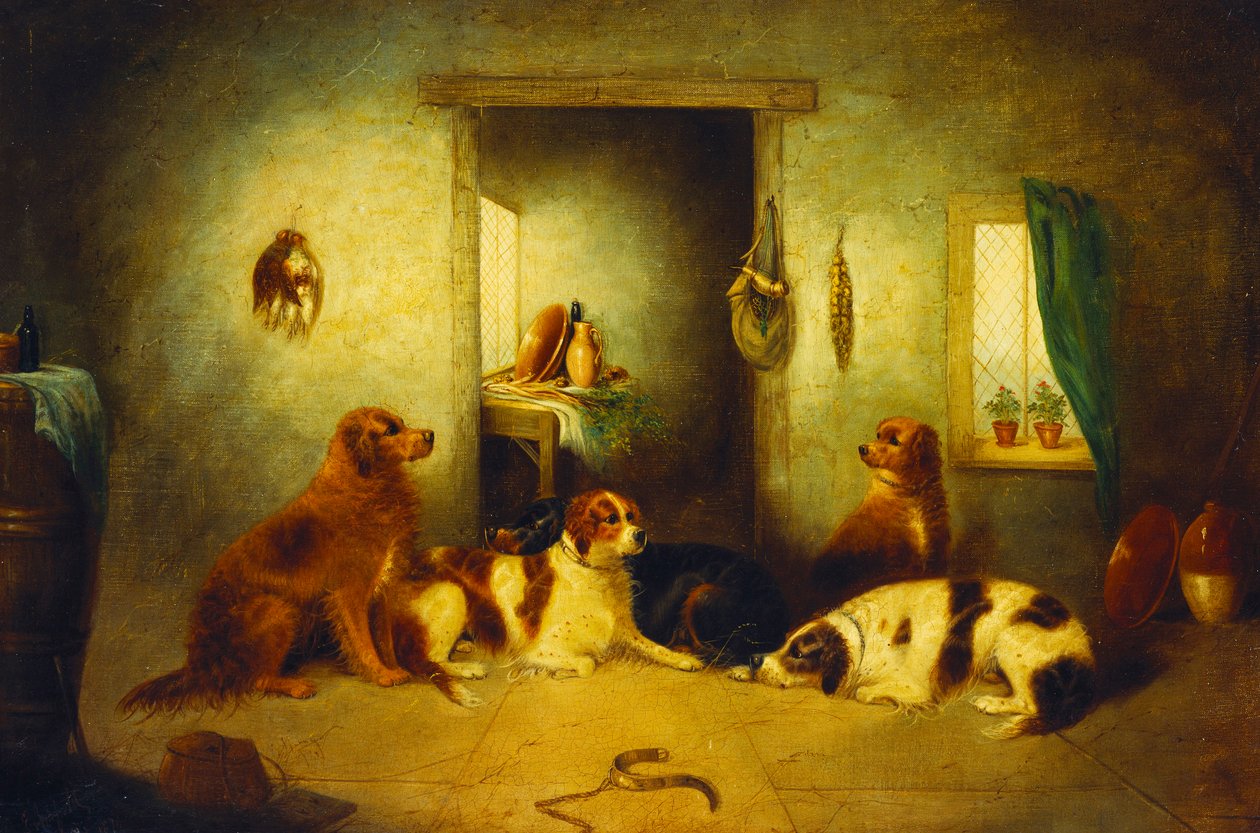 Wachten op de meester, 1870 door George Armfield