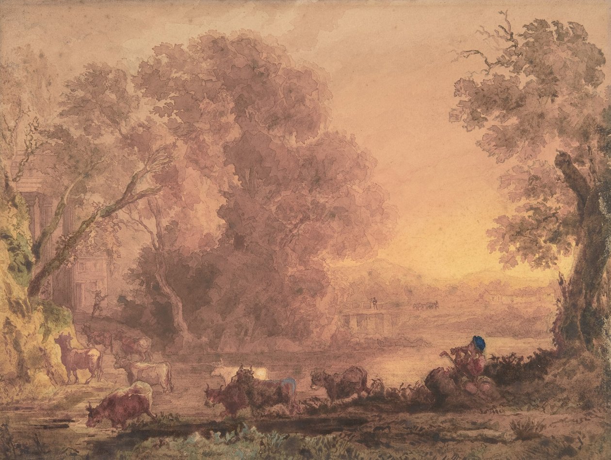 Arcadisch landschap, 1820-42 door George Barret the Younger