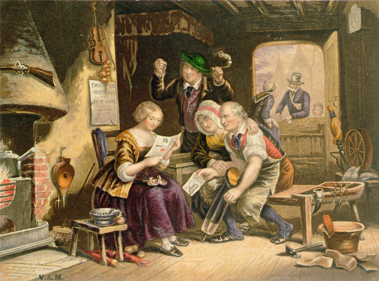 Nieuws van Thuis, 1854 door George Baxter