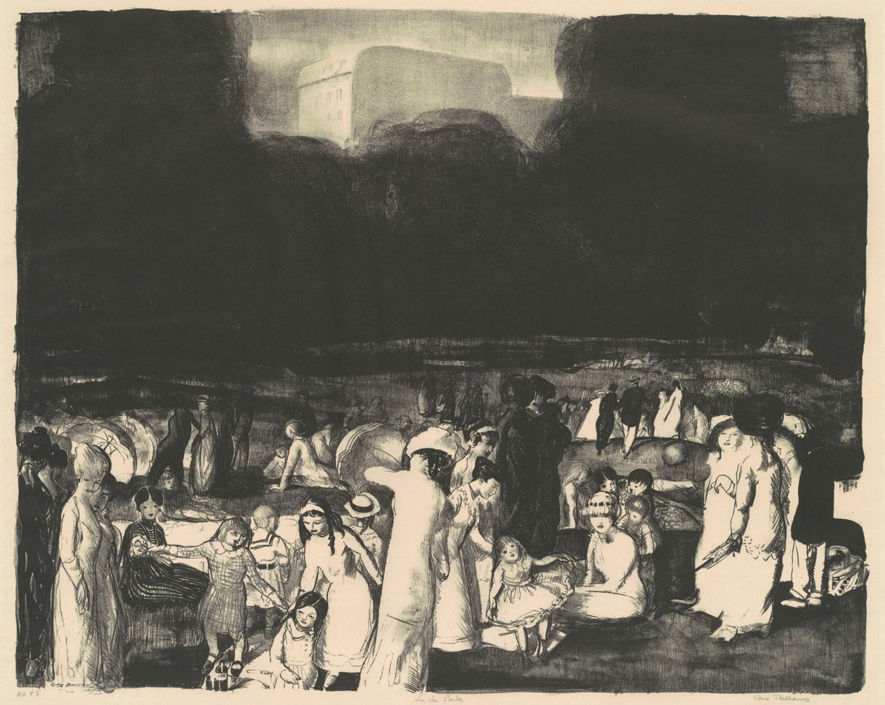 In het Park, Donker door George Bellows