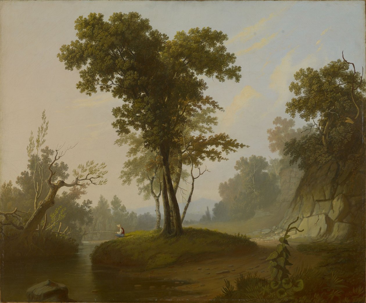 Landschap met visser door George Caleb Bingham