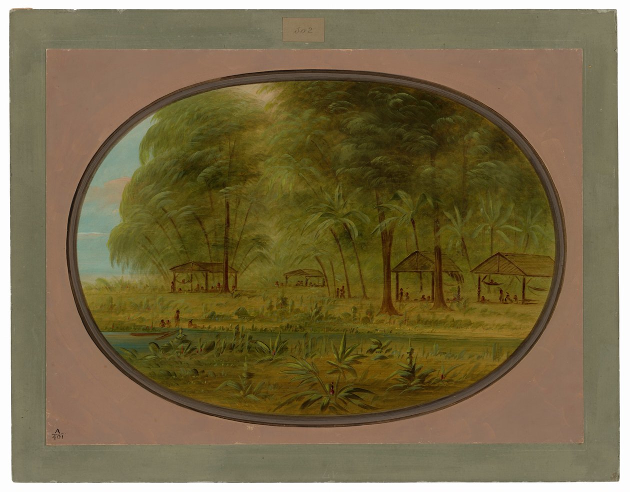 Een Caribisch Dorp in Nederlands Guiana door George Catlin