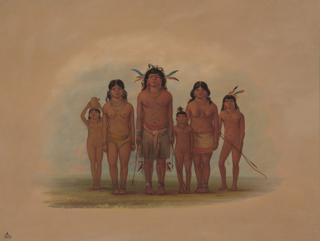 Een Connibo Indianenfamilie, 1854-1869 door George Catlin