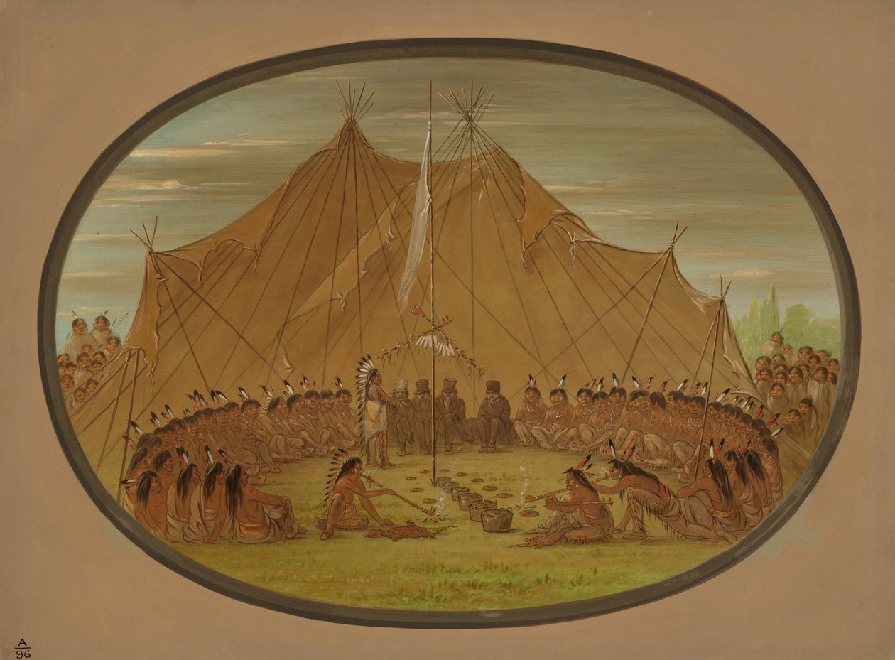 Een Hondenfeest - Sioux, 1861-1869 door George Catlin