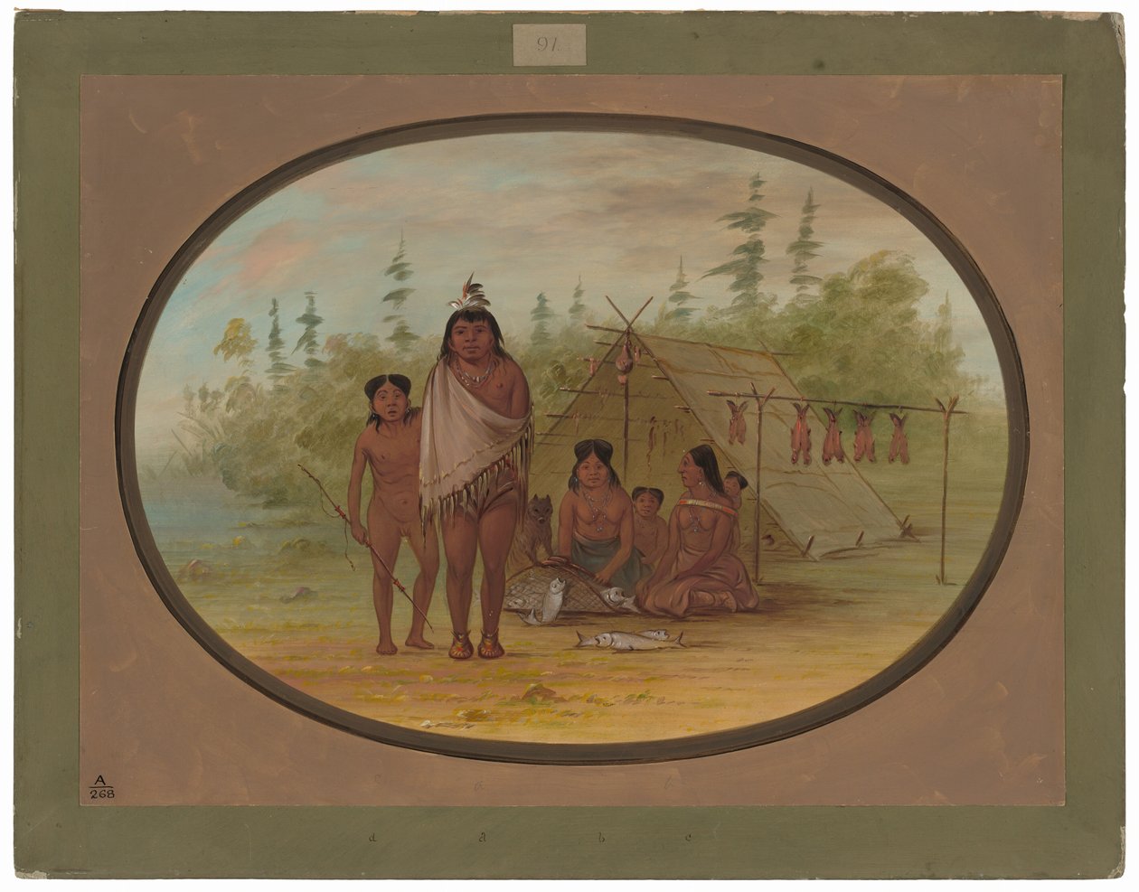 Een Flathead Hoofdman met Zijn Familie door George Catlin