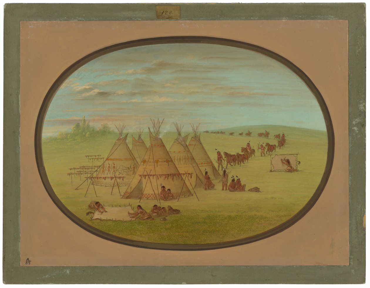 Een klein Sioux-dorp door George Catlin