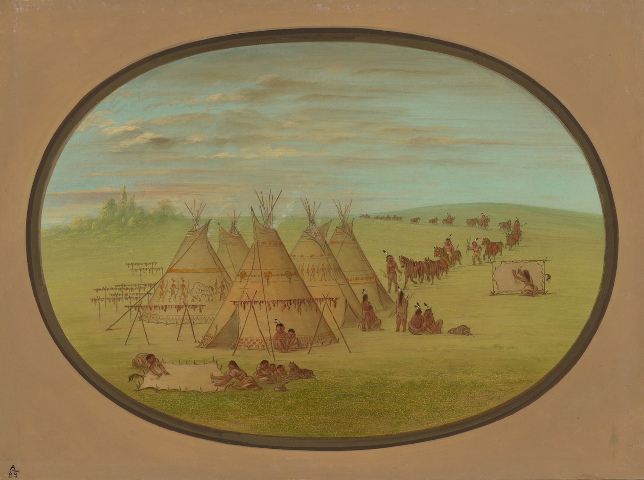 Een Klein Sioux Dorp, 1861-1869 door George Catlin