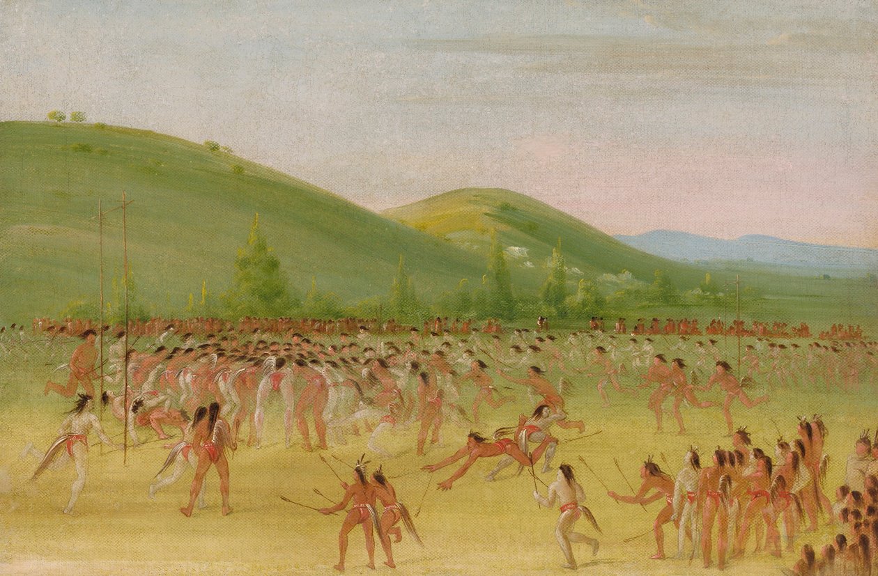 Balspel van de Choctaw--Bal omlaag door George Catlin