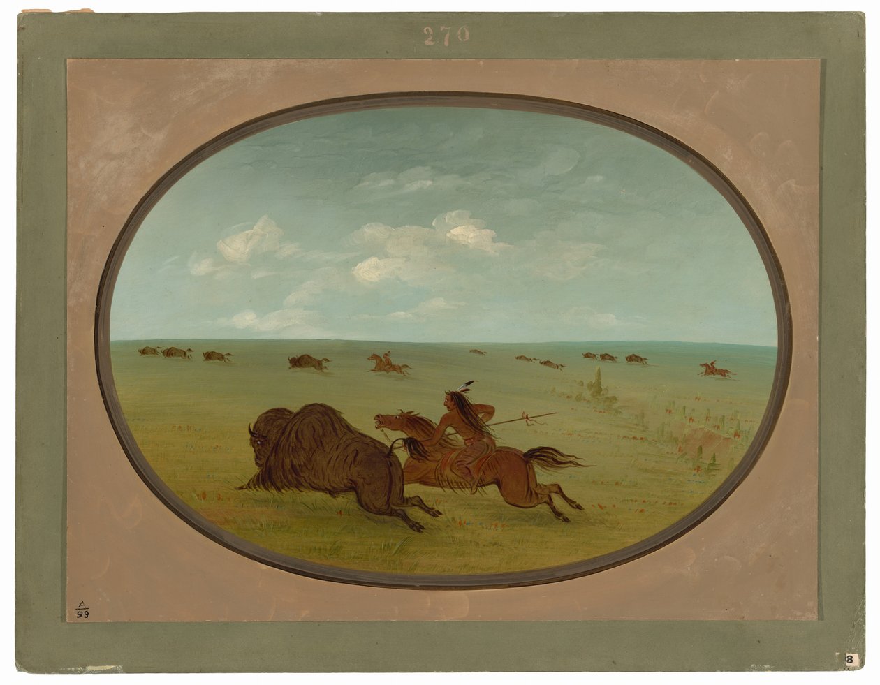 Buffeljacht, Sioux Indianen, Boven Missouri door George Catlin