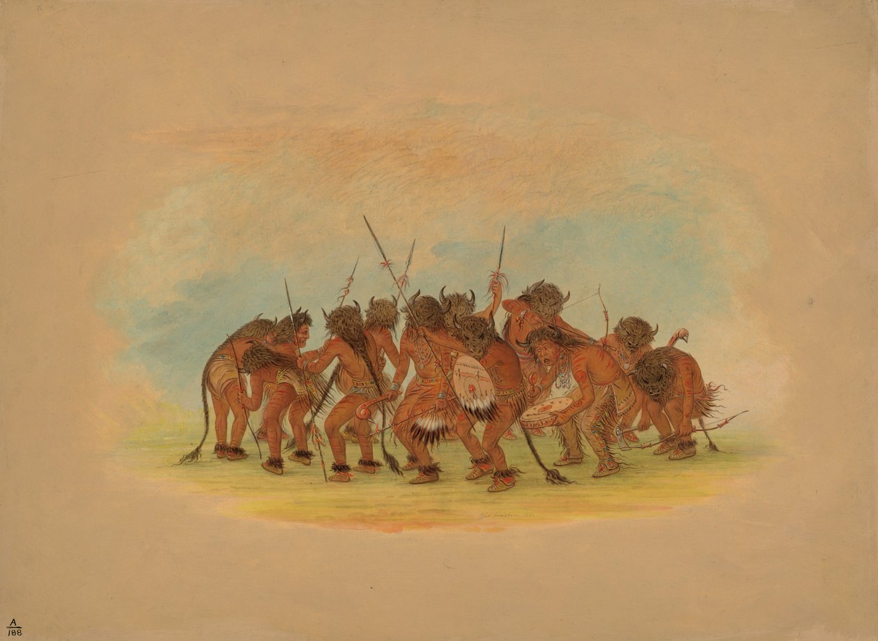 Buffalo Dance - Mandan, 1861 door George Catlin