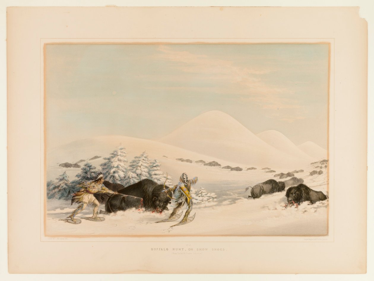 Buffeljacht op sneeuwschoenen - nr. 15 door George Catlin
