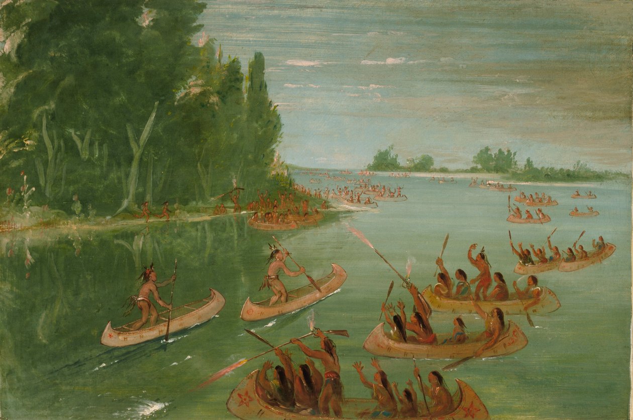 Kano-race bij Sault Ste. Marie door George Catlin