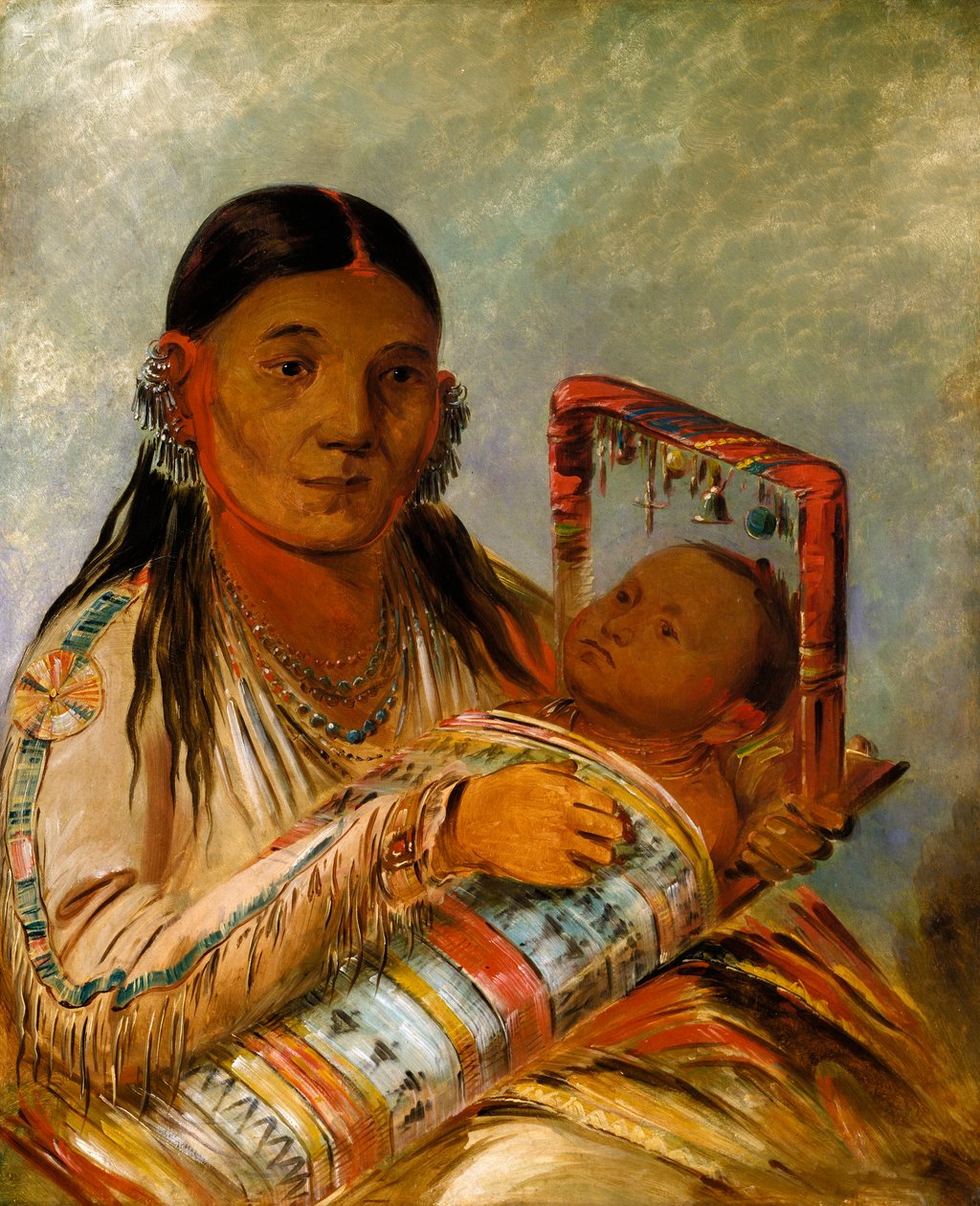 Chée-ah-ká-tchée, Vrouw van Nót-to-way door George Catlin