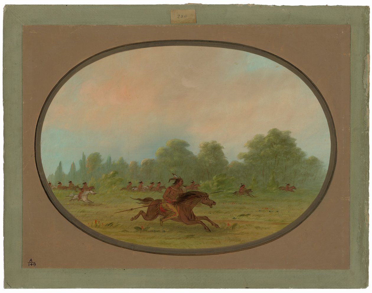 Defilé van een Camanchee oorlogsgroep door George Catlin