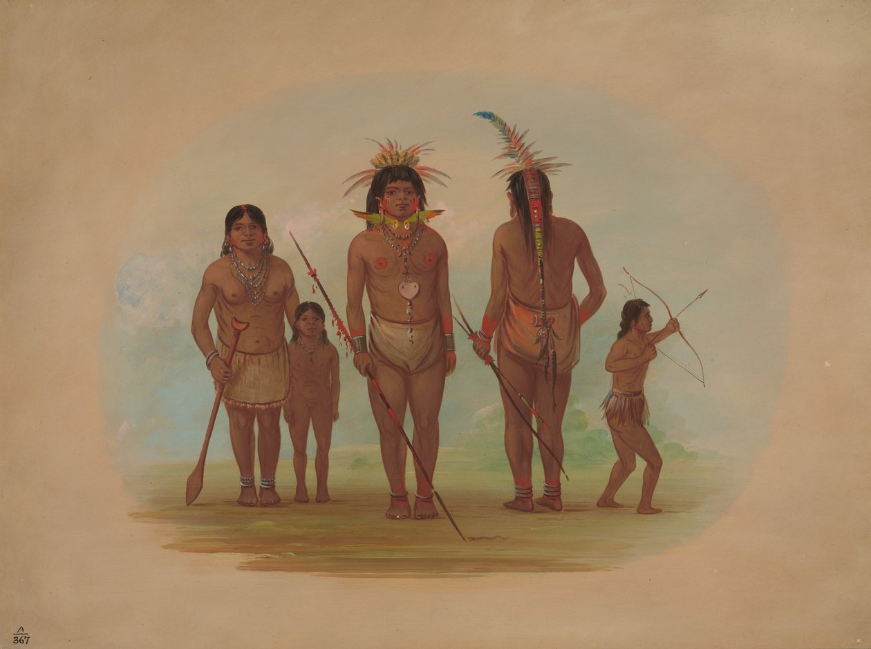 Vijf Iquito Indianen door George Catlin