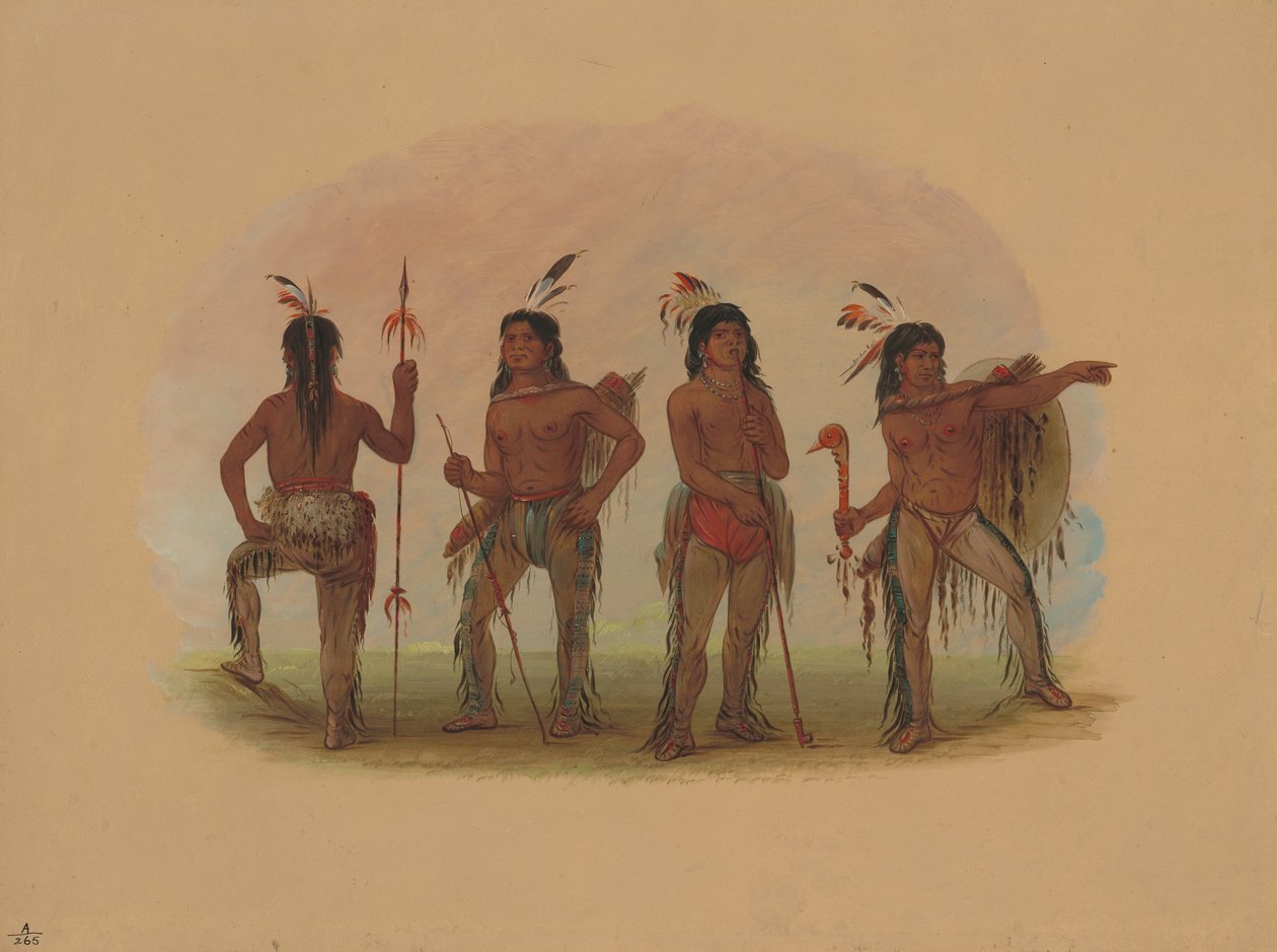 Vier Navaho-krijgers door George Catlin