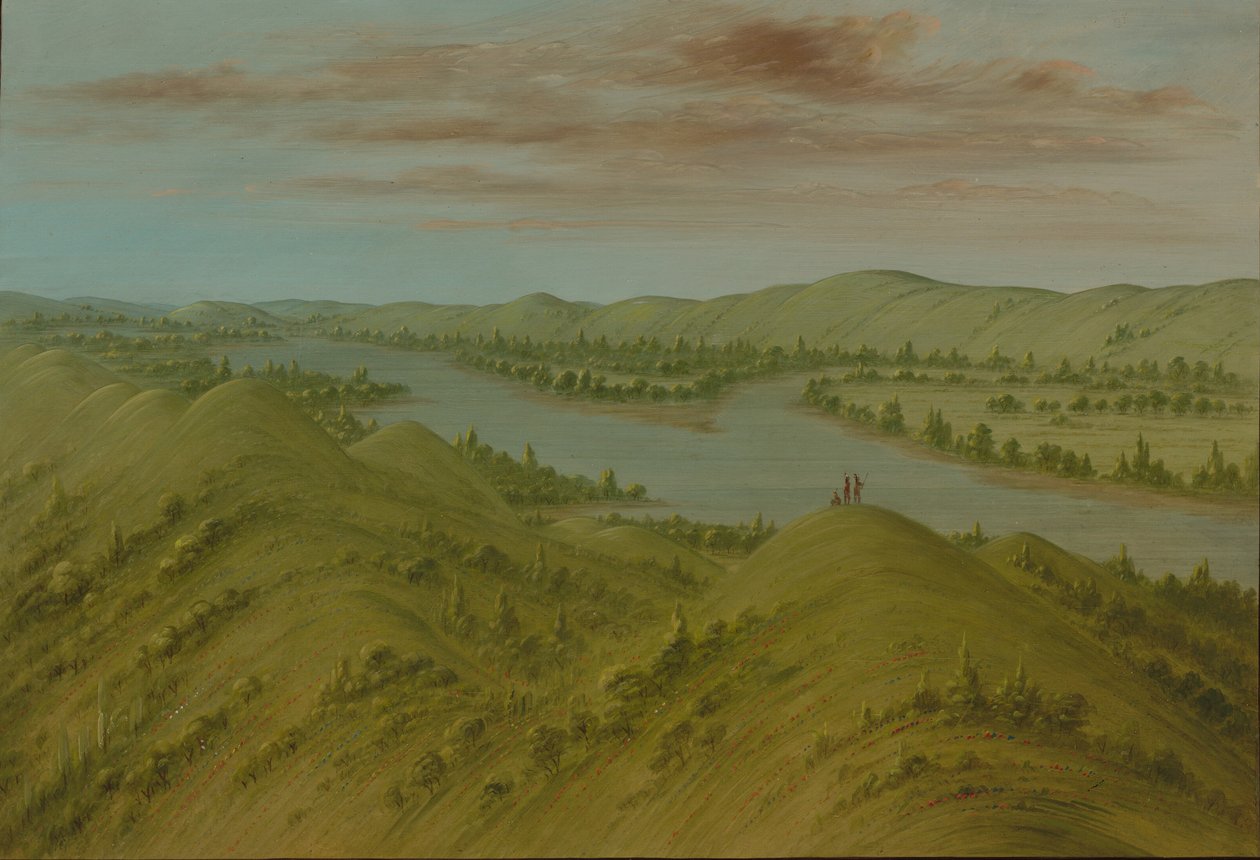 Grassy Bluffs, Boven-Missouri, 1861-1869 door George Catlin