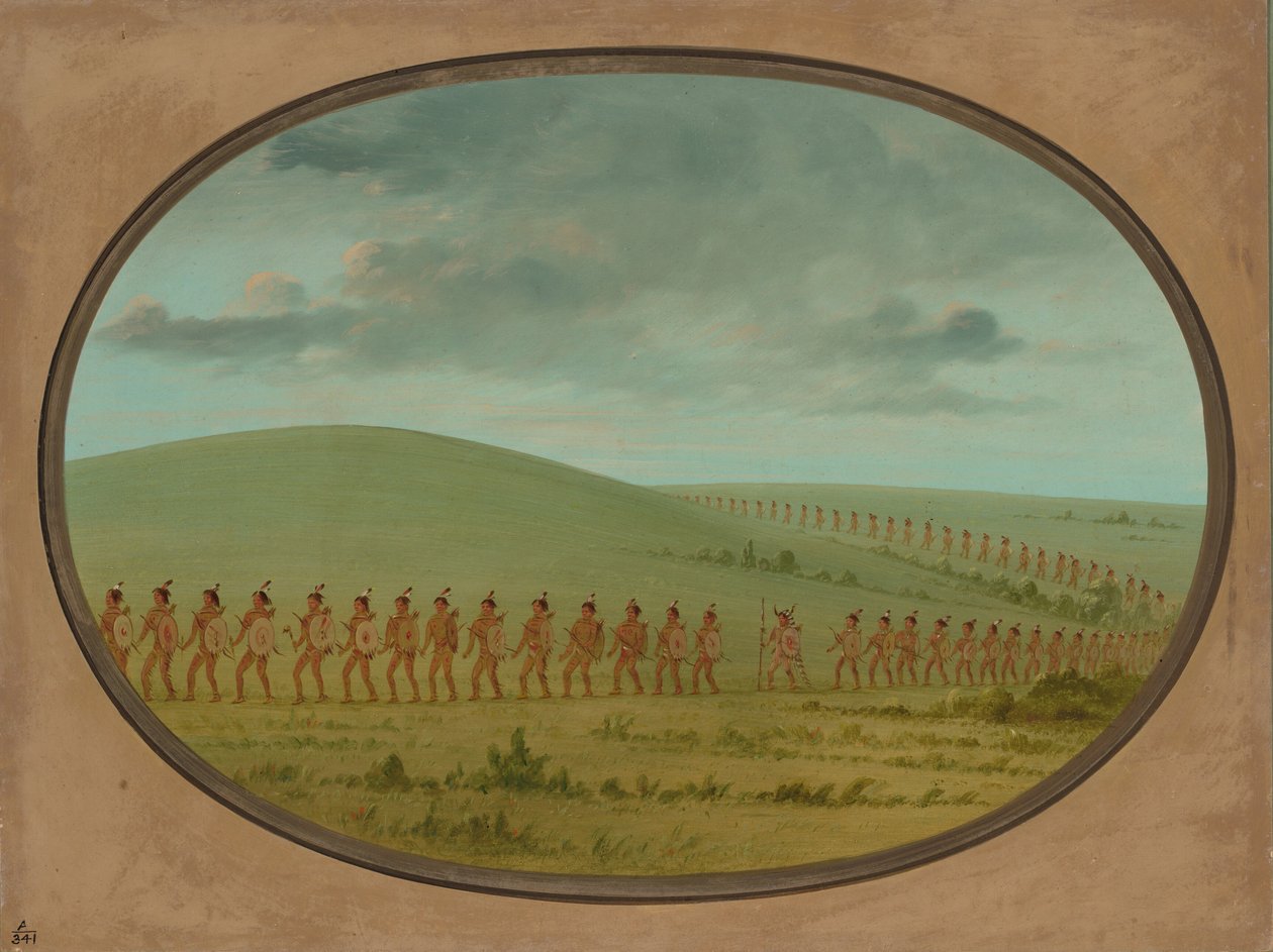 Indian File - Iowa door George Catlin