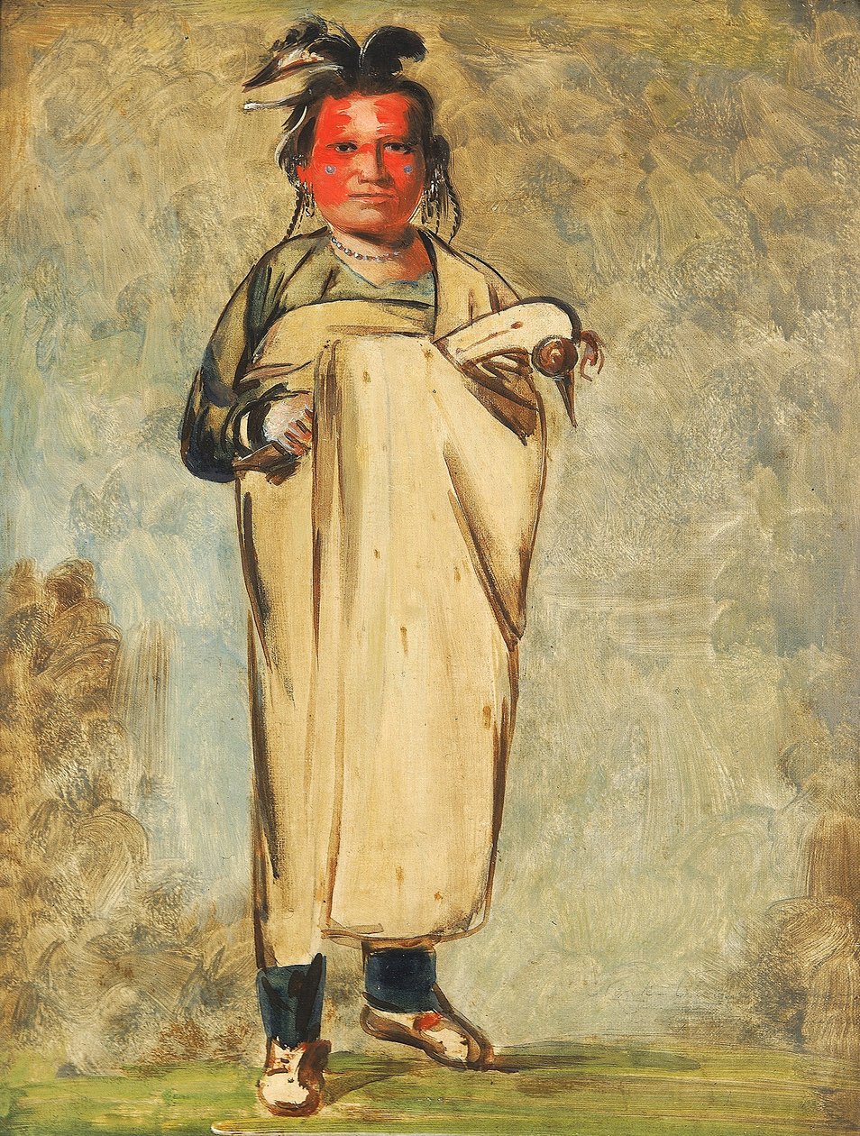 Káw-kaw-ne-chóo-a, een dappere door George Catlin