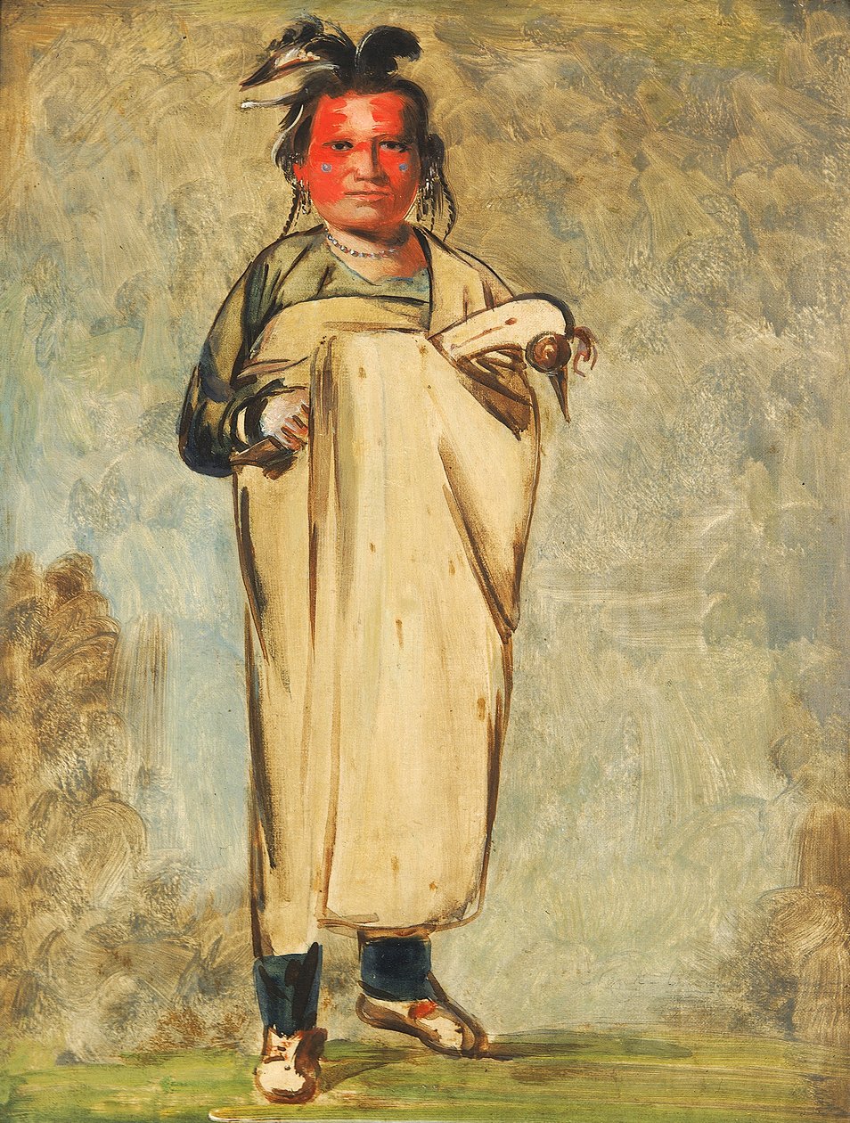Káw-kaw-ne-chóo-a, een dappere door George Catlin