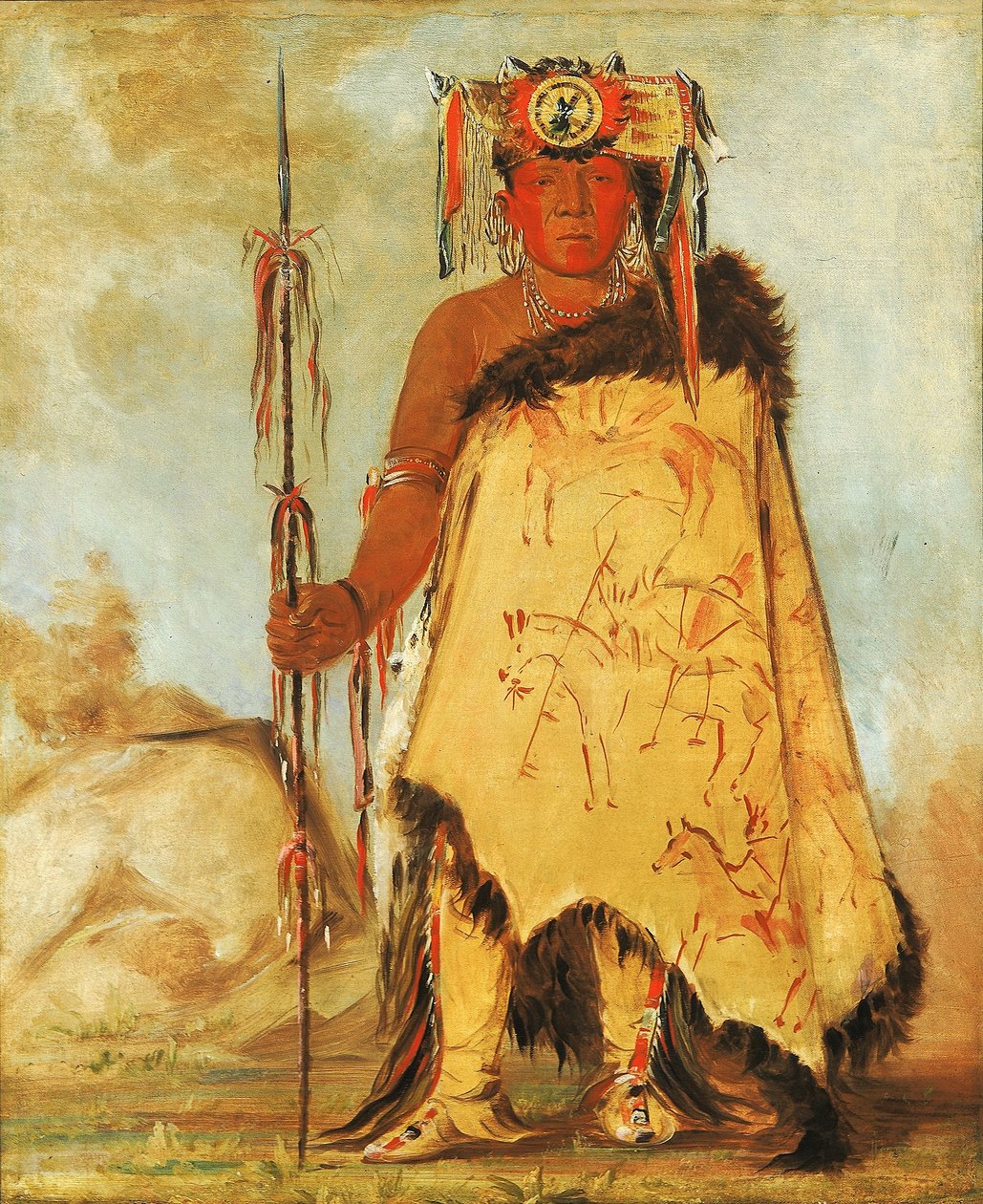 La-wée-re-coo-re-shaw-wee, oorlogsleider, een Republikeinse Pawnee door George Catlin