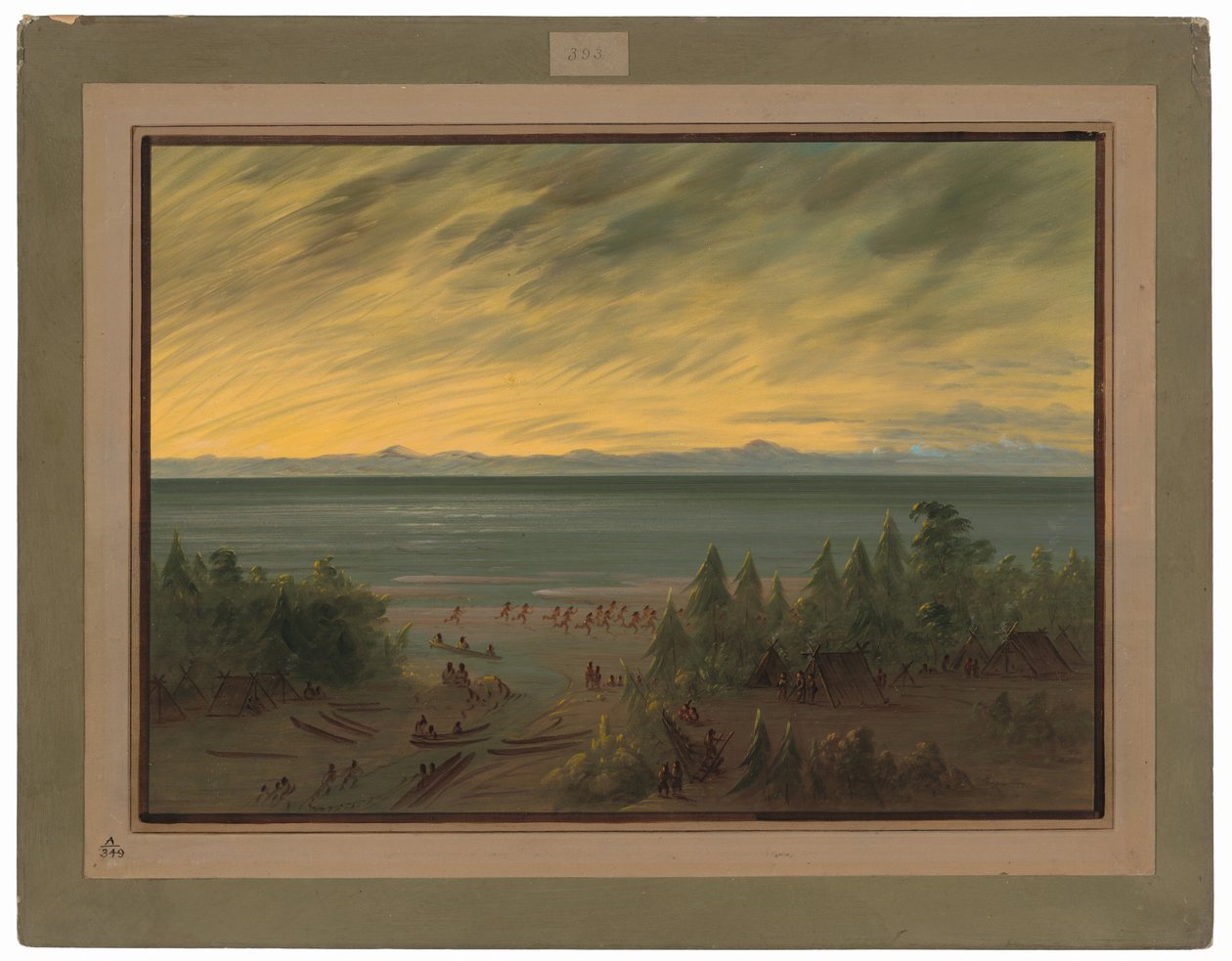 Nayas Dorp bij Zonsondergang door George Catlin
