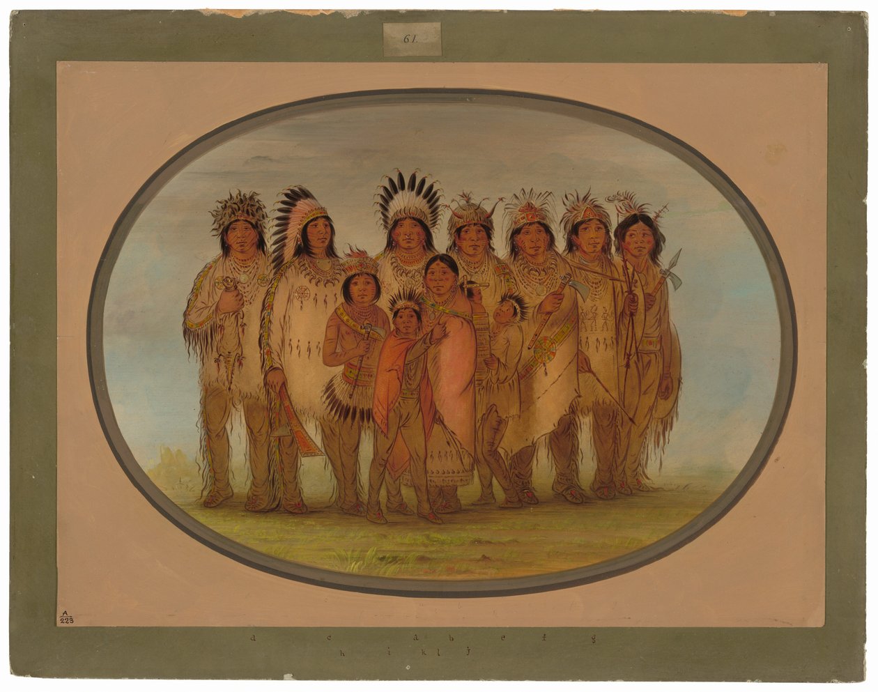 Ojibbeway-indianen in Parijs door George Catlin