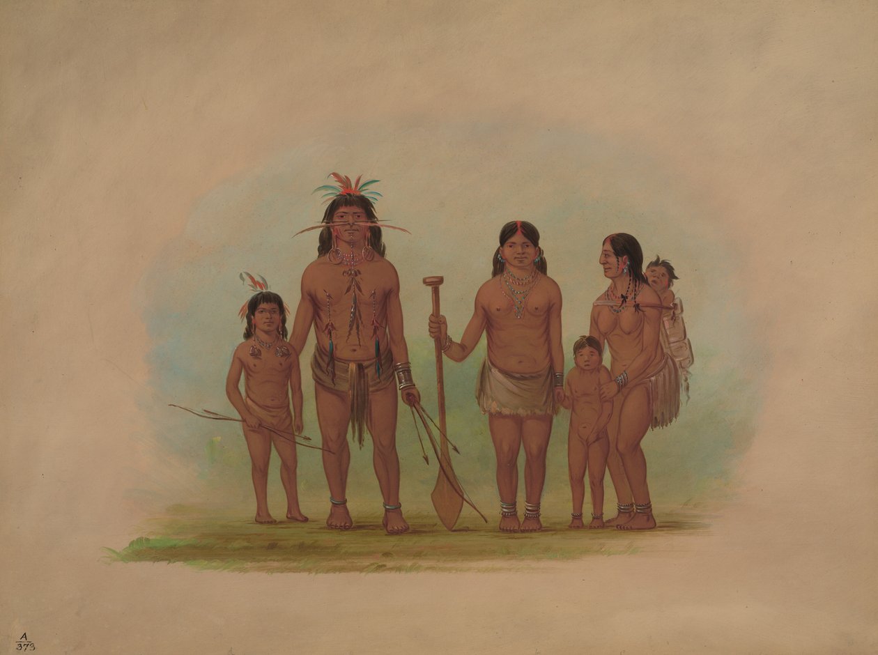 Orejona Chief en Familie, 1854-1869 door George Catlin