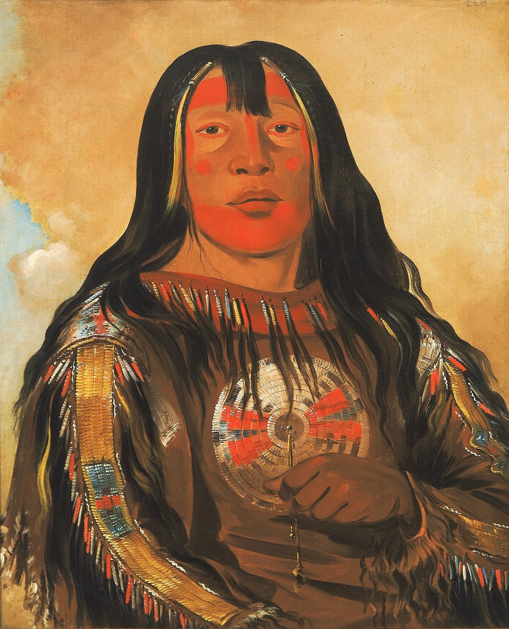 Peh-tó-pe-kiss, Adelaarsribben, een Pieganopperhoofd door George Catlin