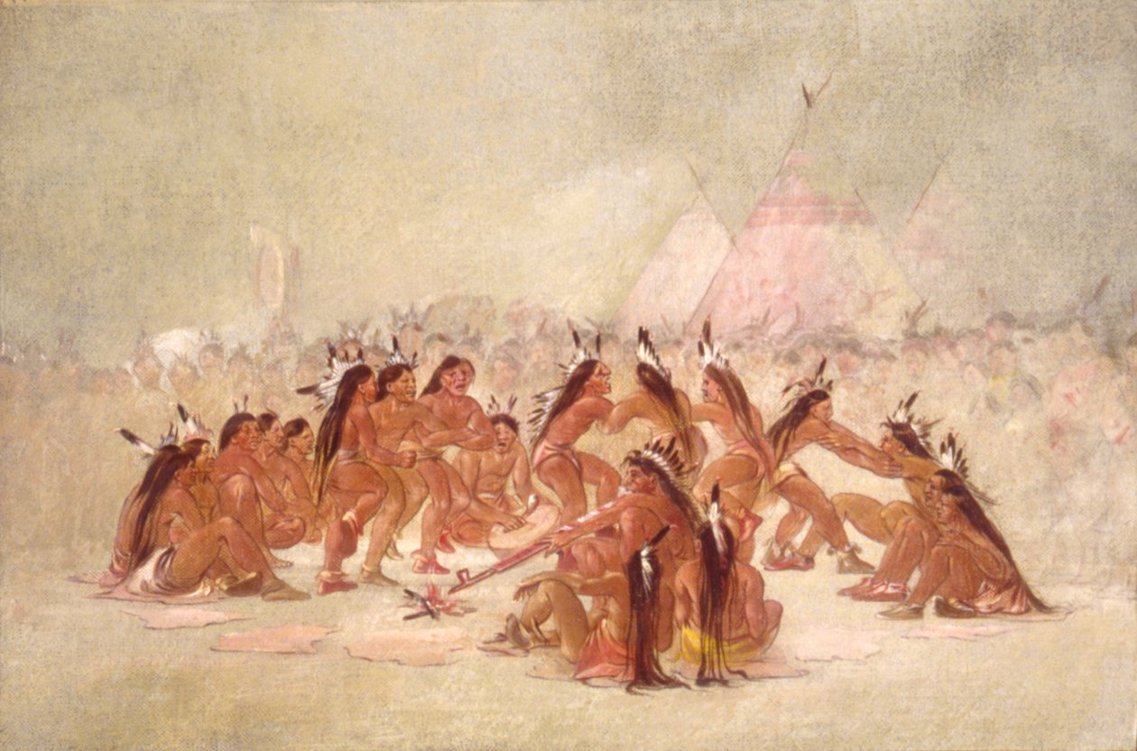 Pijpdans, Assiniboine, 1835-1837 door George Catlin