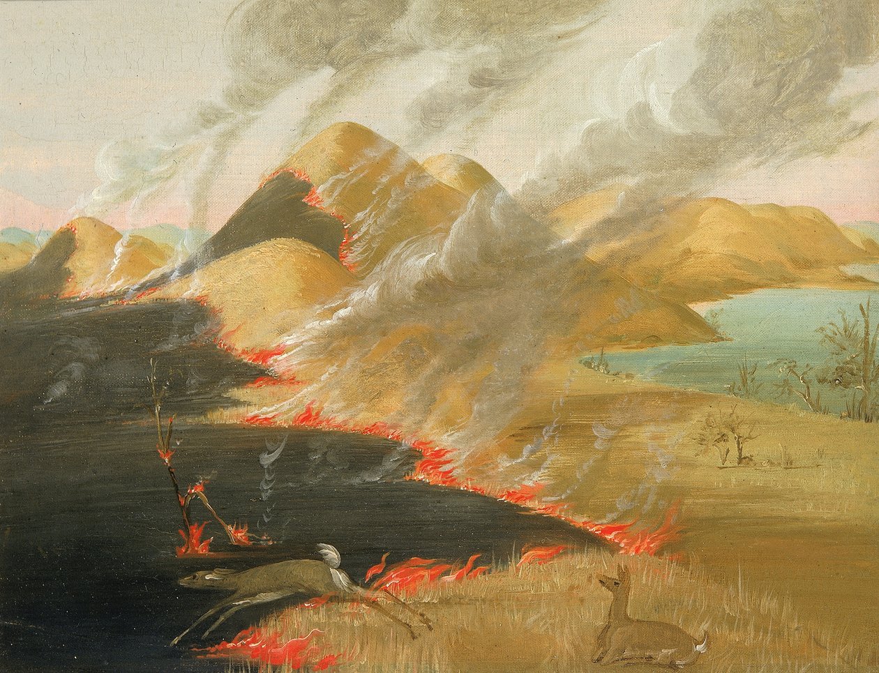 Prairie Bluffs Brandend door George Catlin