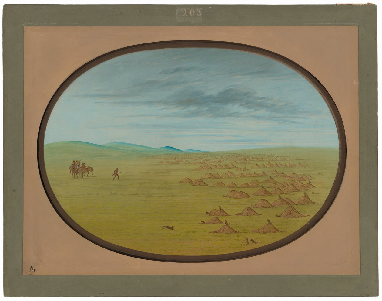 Prairiehondendorp door George Catlin