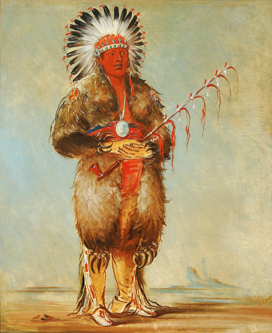 Ráw-no-way-wóh-krah, Losse pijp, een dappere door George Catlin
