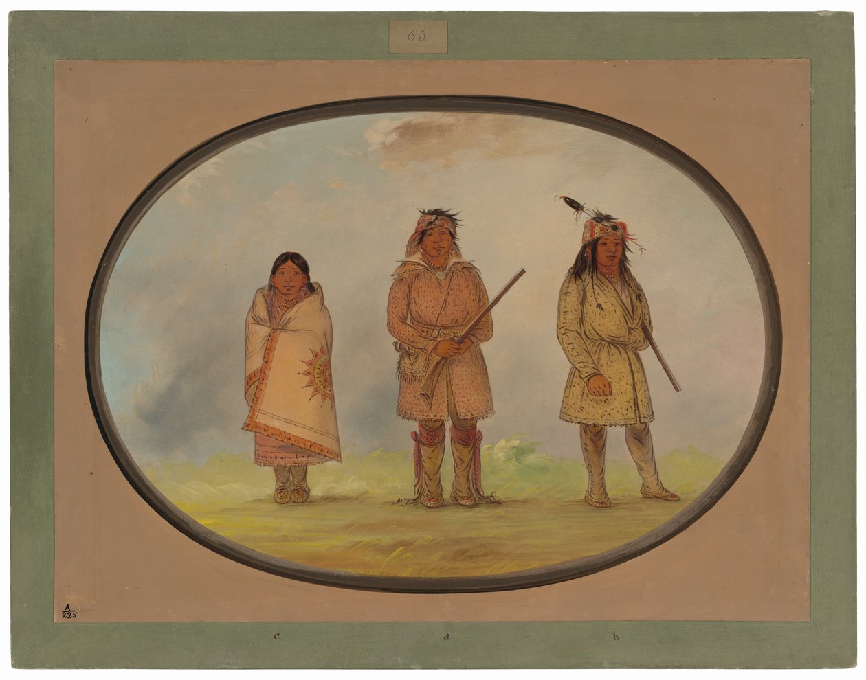 Drie Delaware Indianen door George Catlin