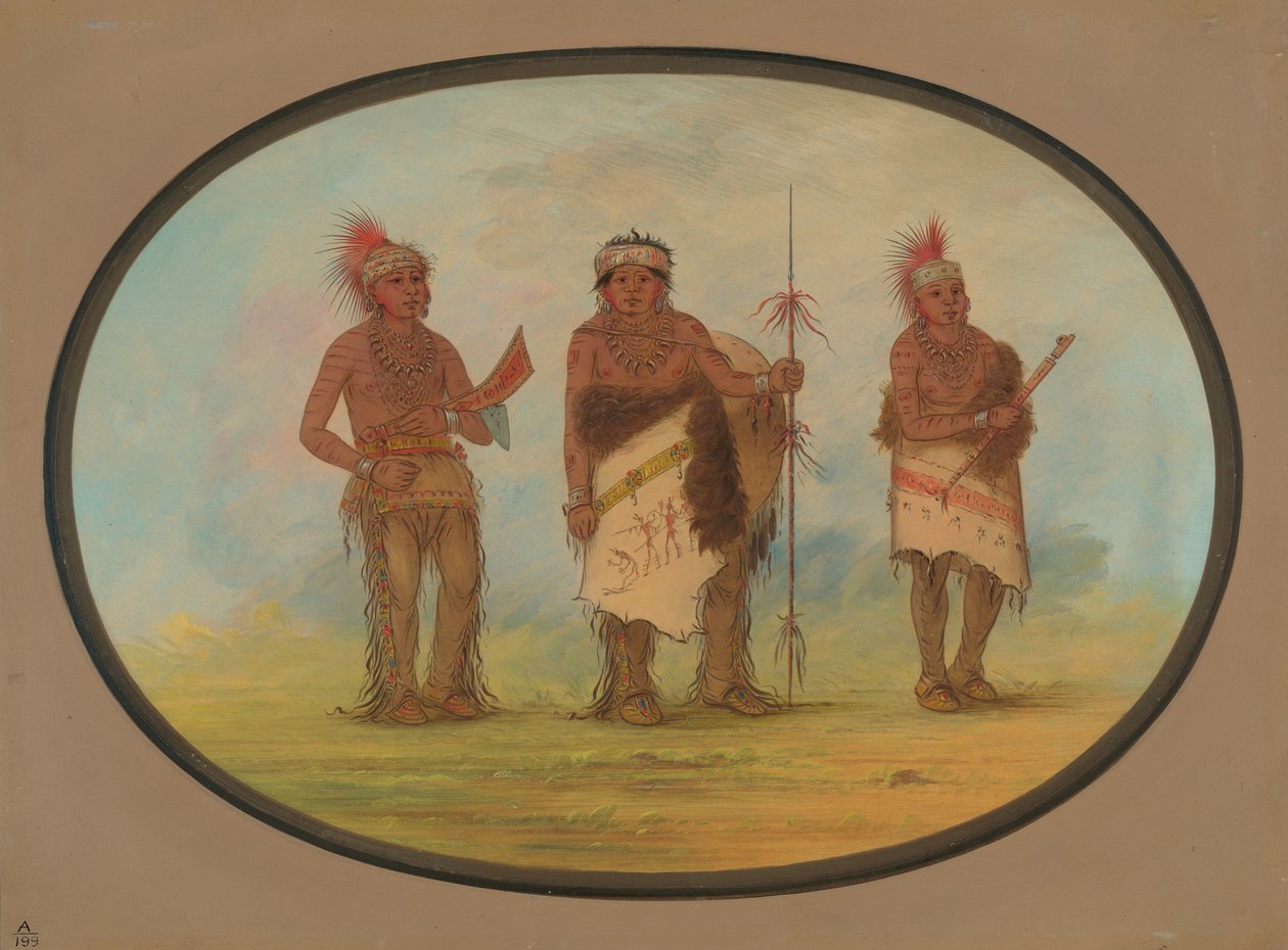 Drie Iowa Indianen door George Catlin