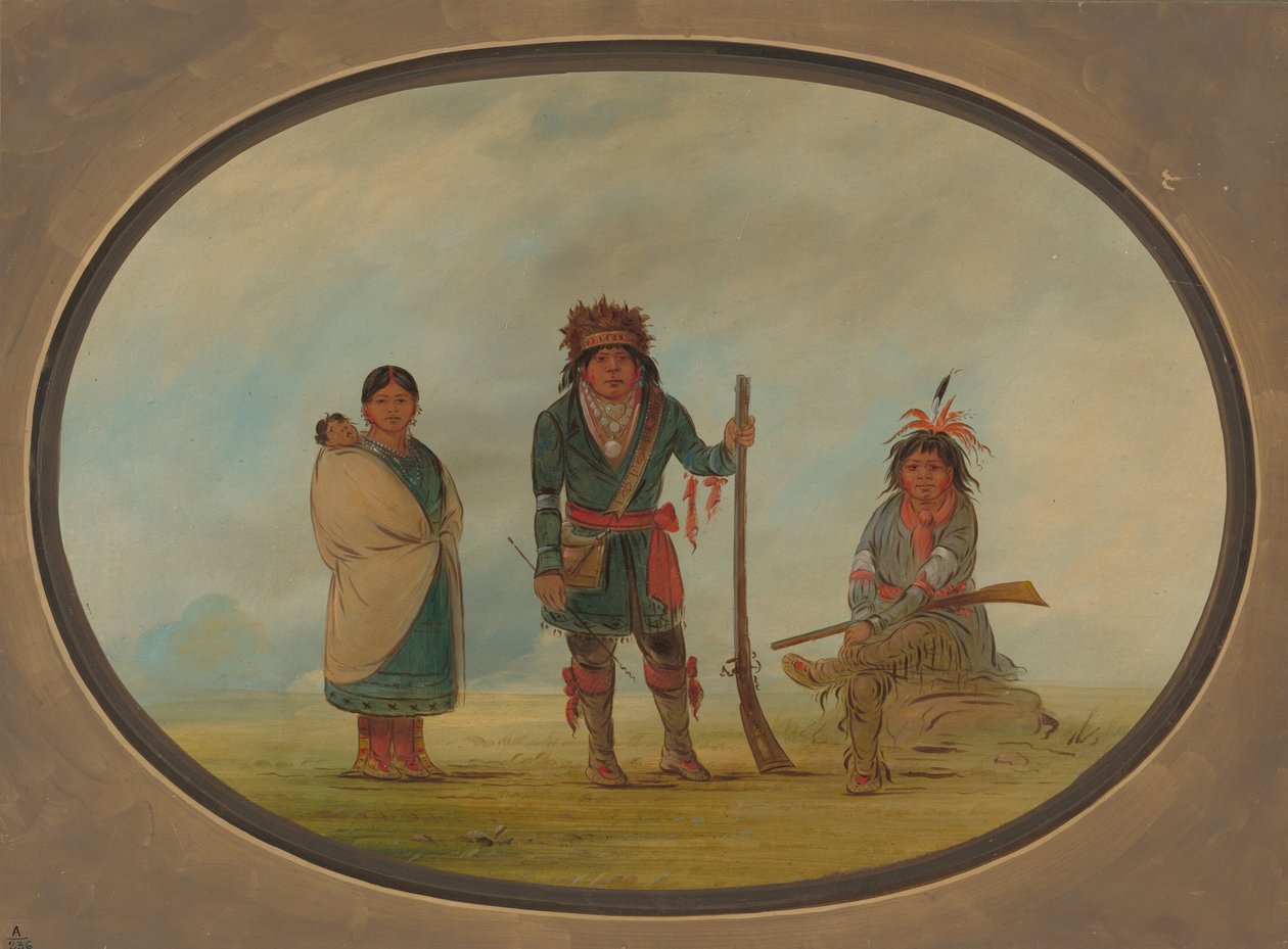 Drie Micmac Indianen door George Catlin