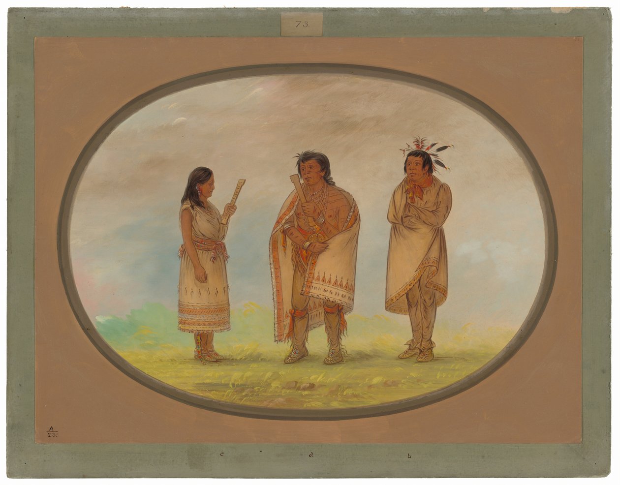 Drie Potowotomie Indianen door George Catlin