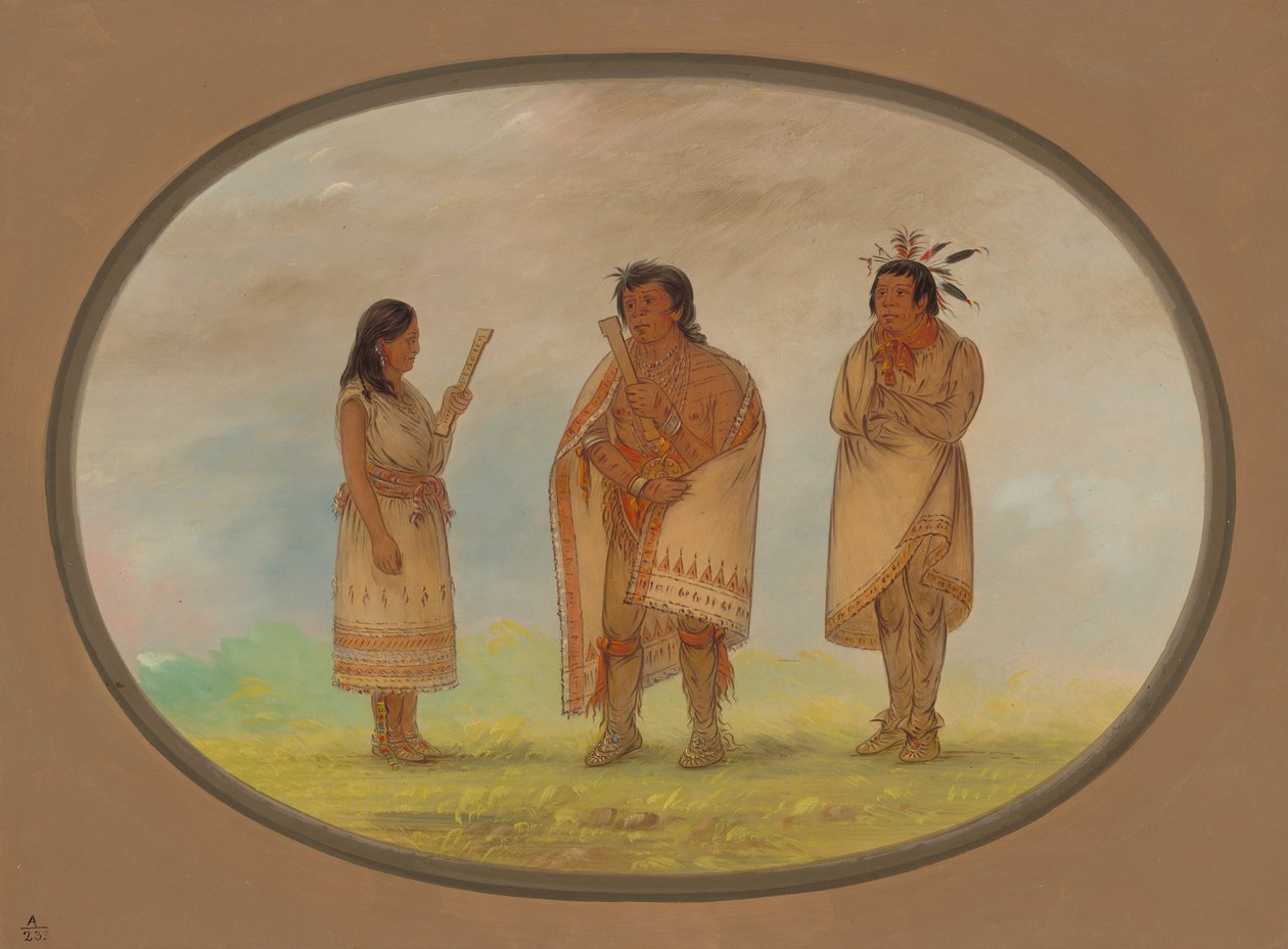 Drie Potowotomie Indianen, 1861-1869 door George Catlin