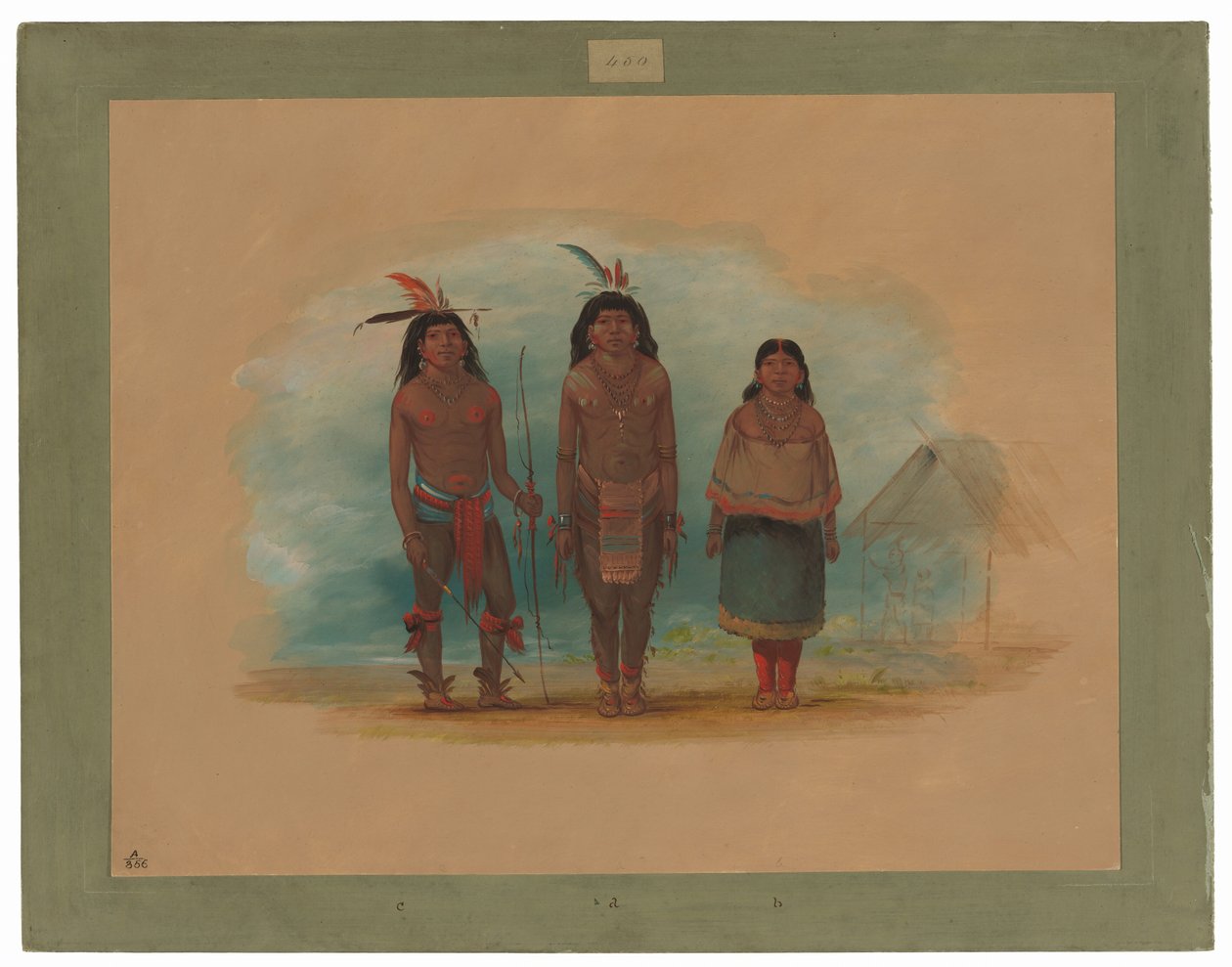 Drie Taruma Indianen door George Catlin