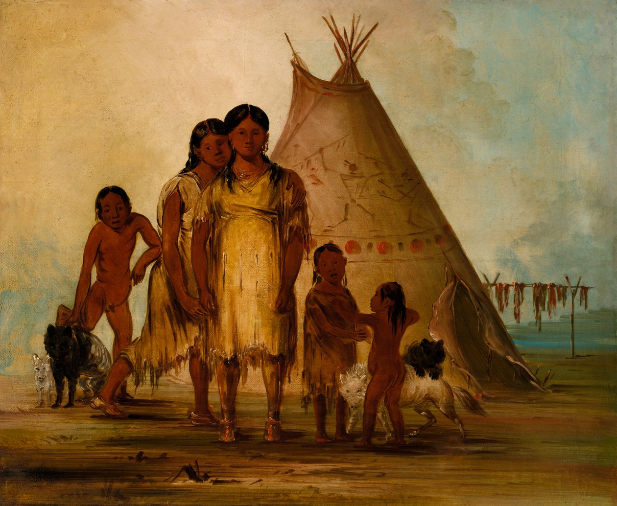 Twee Comanche Meisjes, 1834 door George Catlin