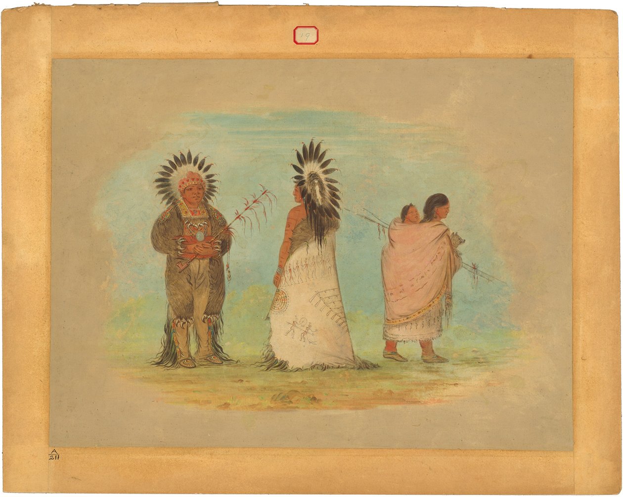 Twee Ottoe Hoofden en een Vrouw door George Catlin