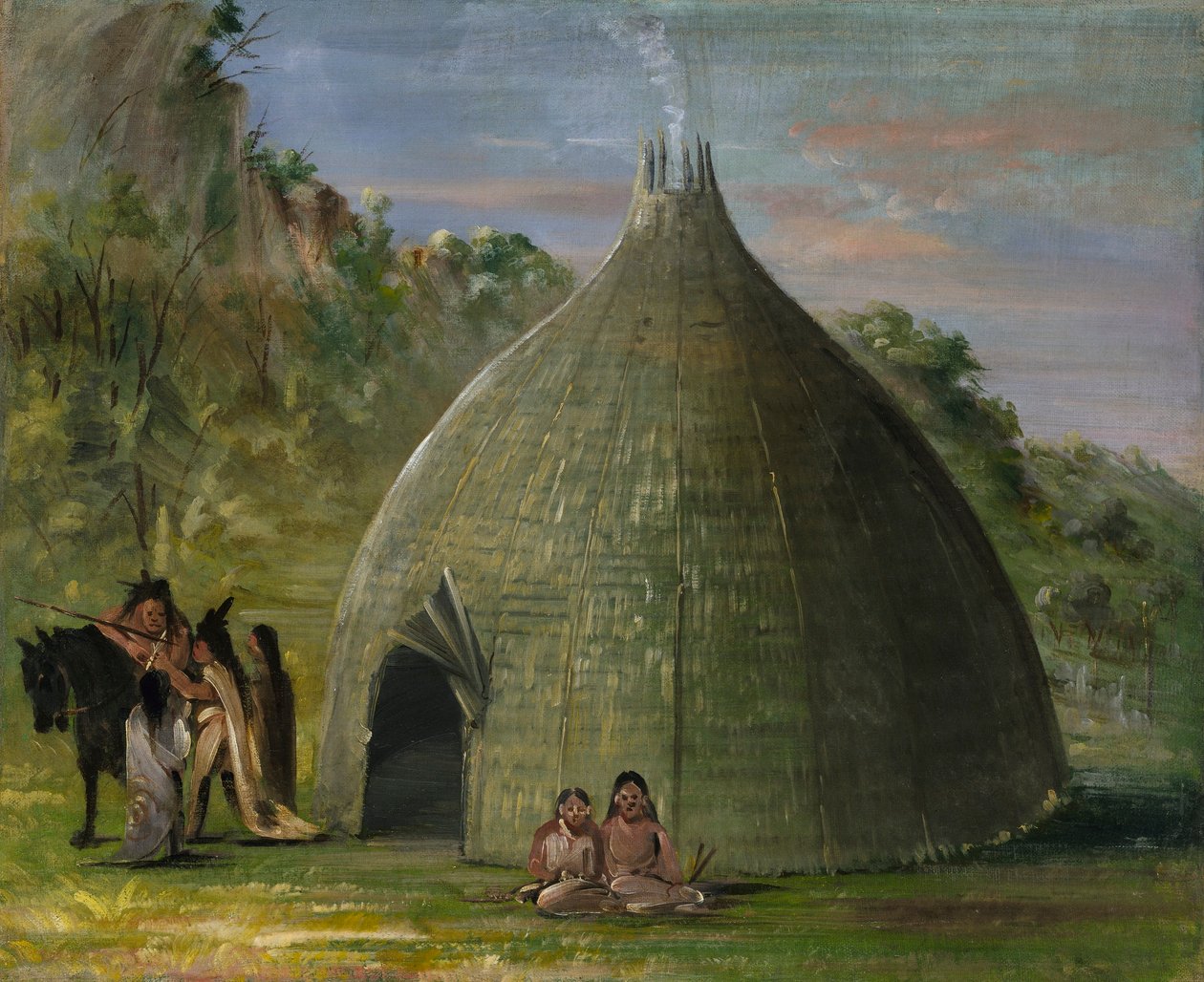 Wichita Lodge, rieten met prairiegras door George Catlin