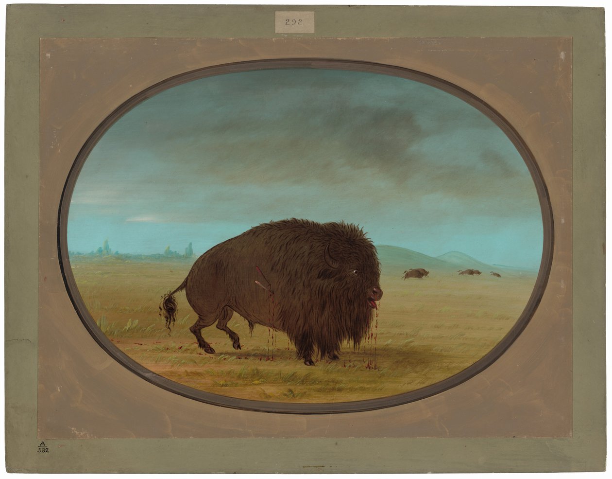 Gewonde buffelstier door George Catlin