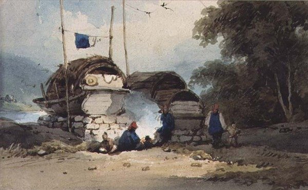 Een Rivierkampement, China door George Chinnery