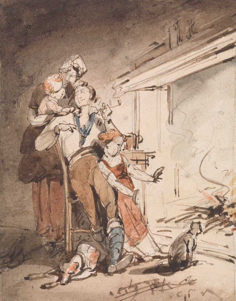 Een Zeeman en Zijn Familie door George Chinnery