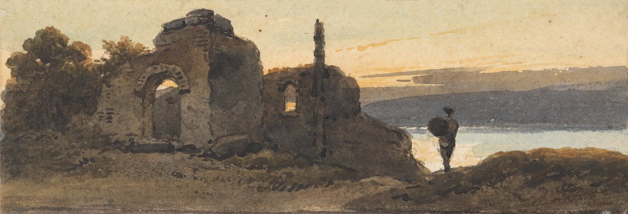 Tempel bij het meer door George Chinnery