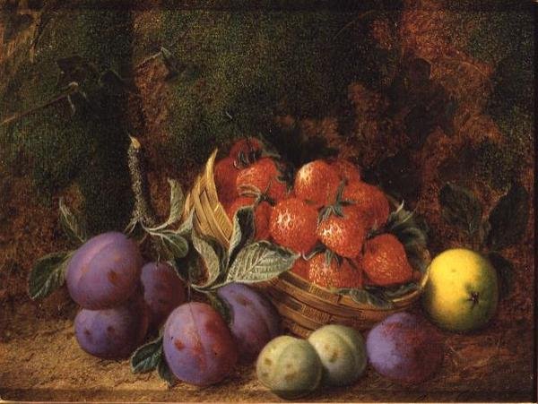 Pruimen en aardbeien door George Clare