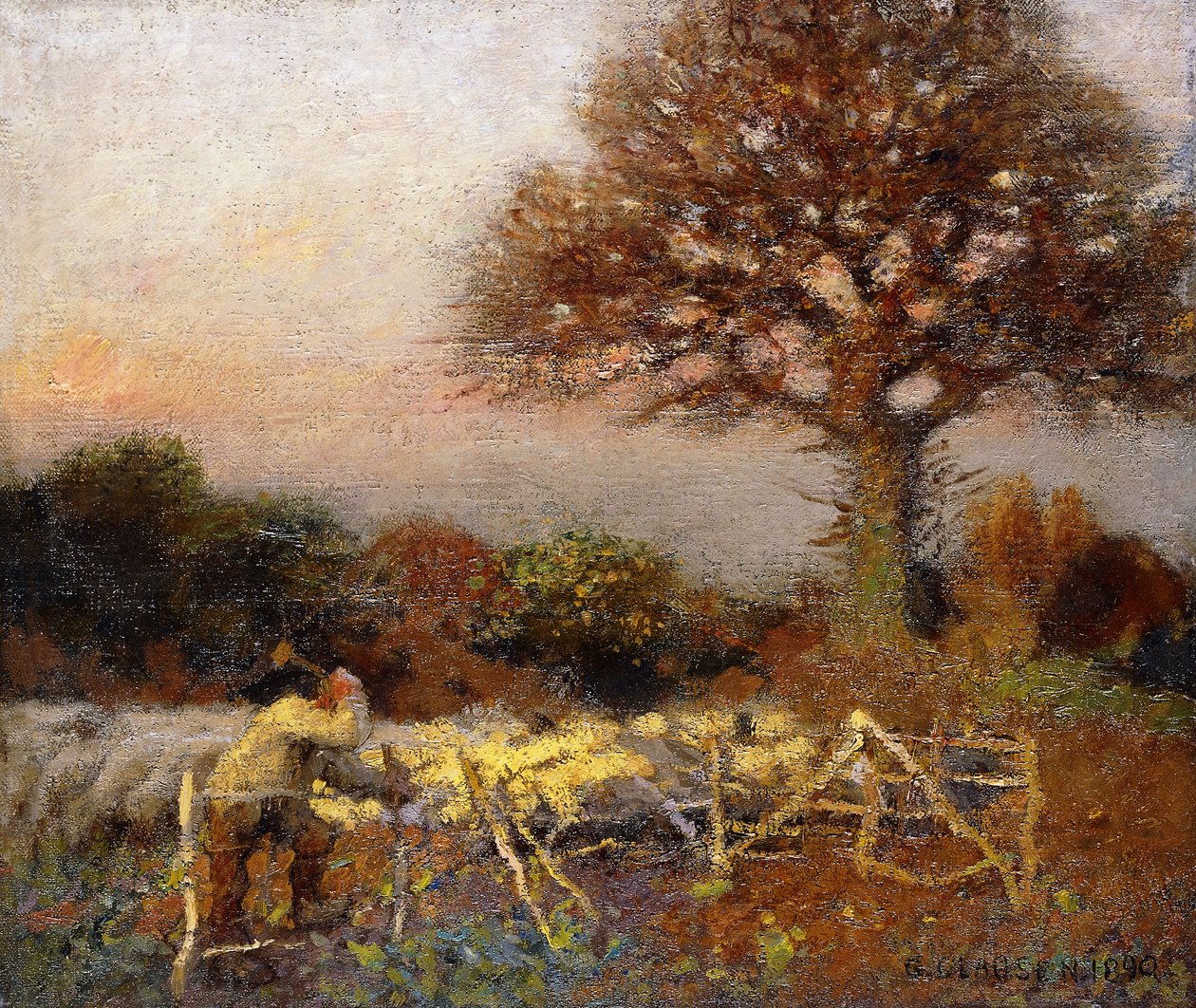 Een schaapskooi, vroege ochtend door George Clausen