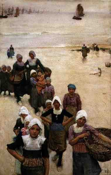 Vissermeisjes op het Strand door George Clausen