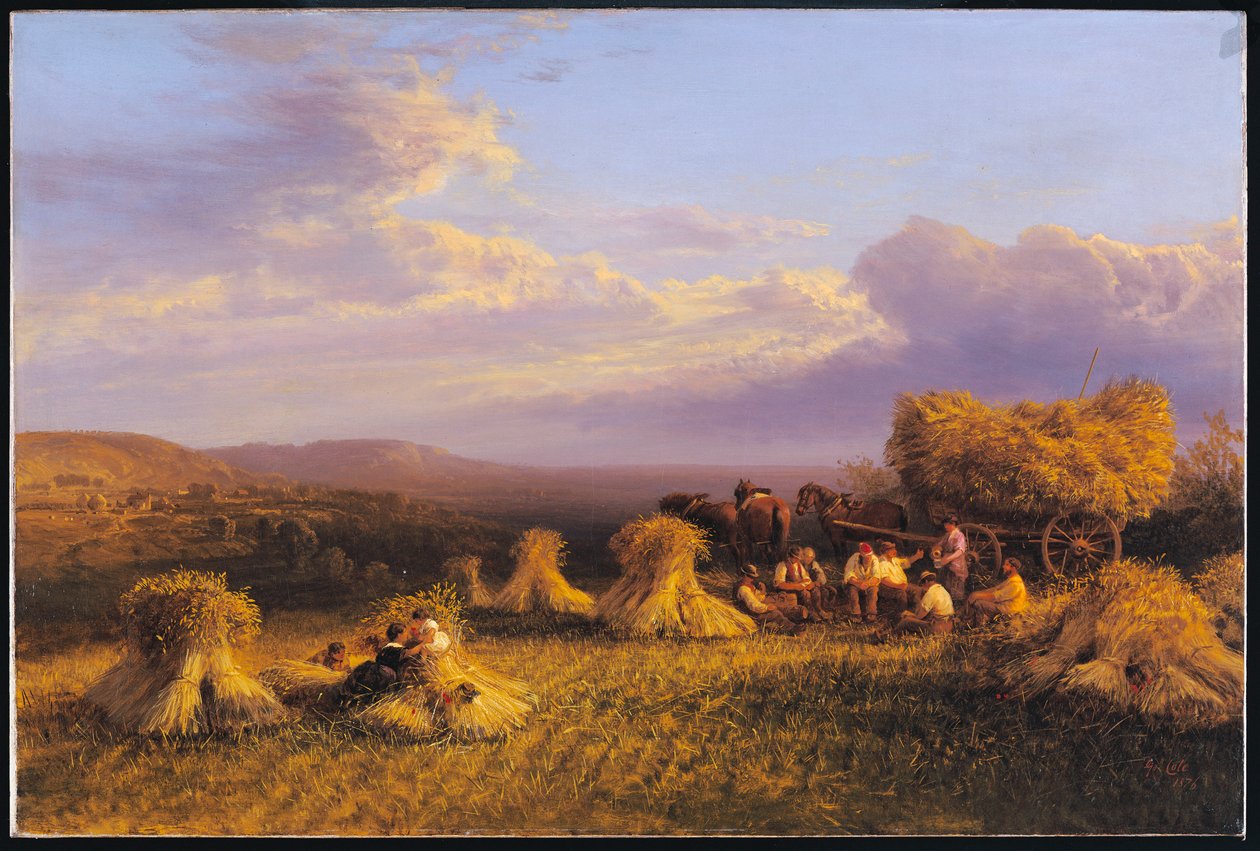 Oogstscene, 1876 door George Cole